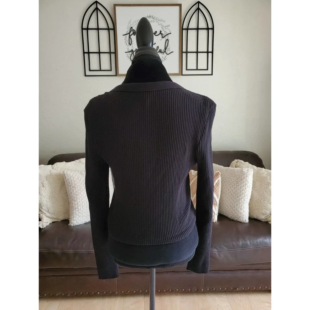 The Range Jumbo Stark Black Thermal Drawcord Long Sleeve Henley NWT